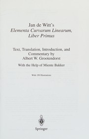 Cover of: Jan de Witt's Elementa curvarum linearum, liber primus