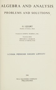 Cover of: Algebra and analysis by G. Lefort