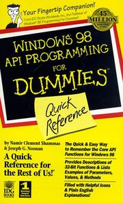 Cover of: Windows 98 API programming for dummies quick reference