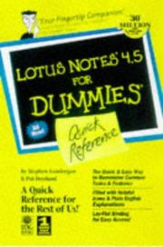 Cover of: Lotus Notes 4.5 for dummies. by Stephen Londergan