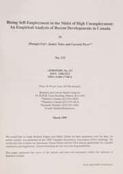 Cover of: Rising self-employment in the midst of high unemployment: an empirical analysis of recent developments in Canada