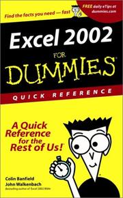 Cover of: Excel 2002 for Dummies Quick Reference by Colin Banfield, John Walkenbach