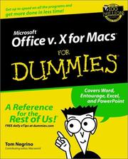 Cover of: Microsoft Office v.10 for Macs for Dummies by Tom Negrino