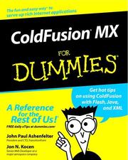 Cover of: ColdFusion MX for Dummies by John Paul Ashenfelter, Jon N. Kocen