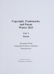 Cover of: Copyright, trademarks, and patent by Abraham Drassinower
