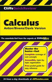 Cover of: CliffsQuickReview Calculus by Bernard V. Zandy, Jonathan Jay White