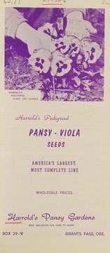 Cover of: Harrold's pedigreed pansy - viola seeds: America's largest, most complete line : wholesale prices