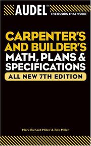 Cover of: Audel Carpenters and Builders Math, Plans, and Specifications, All New 7th Edition