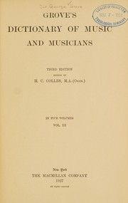 Cover of: Grove's Dictionary of music and musicians.