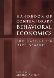Cover of: Handbook of Contemporary Behavioral Economics: Foundations And Developments