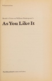 Cover of: Brodie's Notes on William Shakespeare's As You Like It (Pan Revision Aids) by W. Eastwood
