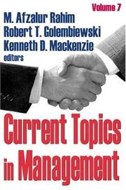 Cover of: Current Topics in Management, Vol. 7