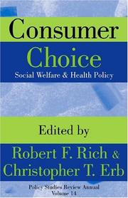 Cover of: Consumer Choice: Social Welfare and Health Policy (Policy Studies Review Annual)