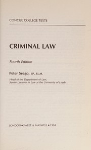 Cover of: Criminal law