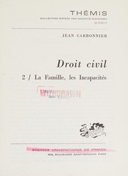 Cover of: Droit civil Tome 2: La Famille