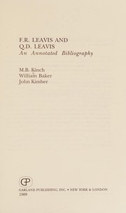 Cover of: F.R. Leavis and Q.D. Leavis by M. B. Kinch