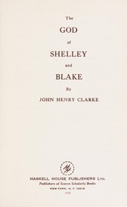 Cover of: The God of Shelley and Blake