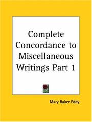 Cover of: Complete Concordance to Miscellaneous Writings, Part 1