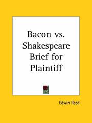Cover of: Bacon vs. Shakespeare Brief for Plaintiff by Edwin Reed