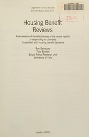 Cover of: Housing Benefit Reviews (Department of Social Security Research Report Series)