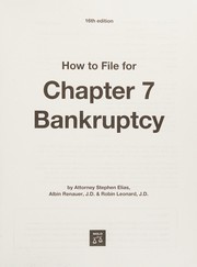 Cover of: How to file for Chapter 7 bankruptcy