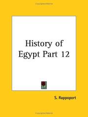 Cover of: History of Egypt, Part 12 | S. Rappoport