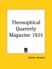 Cover of: Theosophical Quarterly Magazine 1925 by Charles Johnston