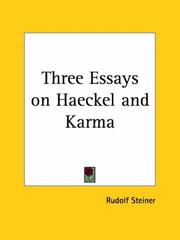 Cover of: Three Essays on Haeckel and Karma