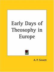 Cover of: Early Days of Theosophy in Europe by Alfred Percy Sinnett
