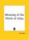 Cover of: Meaning of the Witch of Atlas