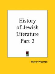 Cover of: History of Jewish Literature, Part 2 by Meyer Waxman