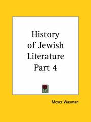 Cover of: History of Jewish Literature, Part 4