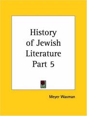 Cover of: History of Jewish Literature, Part 5