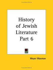 Cover of: History of Jewish Literature, Part 6