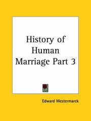 Cover of: History of Human Marriage, Part 3