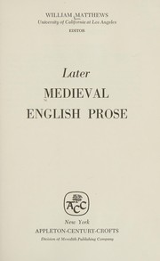 Cover of: Later Medieval English Prose