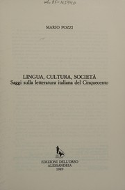 Cover of: Lingua, cultura, società by Mario Pozzi