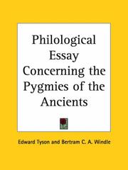Cover of: Philological Essay Concerning the Pygmies of the Ancients by Edward Tyson