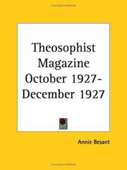 Cover of: Theosophist Magazine October 1927-December 1927 by Annie Wood Besant