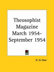 Cover of: Theosophist Magazine March 1954-September 1954 by Sri Ram, N.