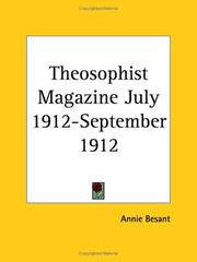 Cover of: Theosophist Magazine July 1912-September 1912 by Annie Wood Besant