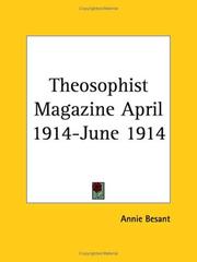 Cover of: Theosophist Magazine April 1914-June 1914 by Annie Wood Besant
