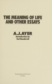 Cover of: The meaning of life and other essays