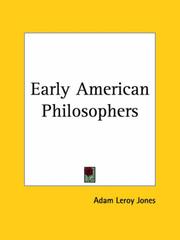 Early American philosophers by Adam Leroy Jones