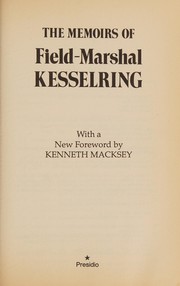 Cover of: The memoirs of Field-Marshal Kesselring by Albert Kesselring