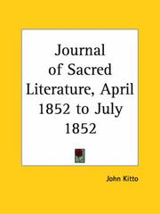 Cover of: Journal of Sacred Literature, April 1852 to July 1852