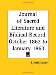 Cover of: Journal of Sacred Literature and Biblical Record, October 1862 to January 1863