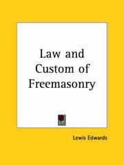 Cover of: Law and Custom of Freemasonry