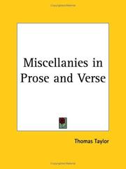 Cover of: Miscellanies in Prose and Verse