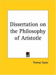 Cover of: Dissertation on the Philosophy of Aristotle